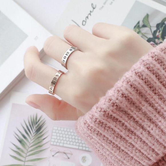 Roman Numeral Ring - Engraved Ring - Custom Ring Custom Roman Numeral Ring - Rin - Picture 2 of 7